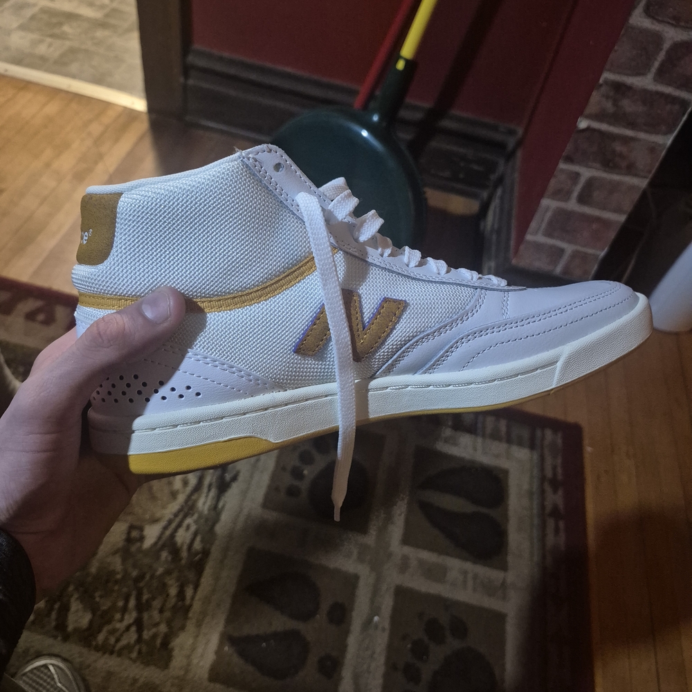 New Balance Men's White and Yellow Sneakers